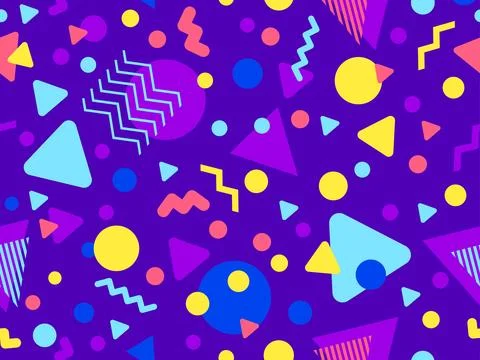Memphis seamless pattern with geometric shapes in 80s and 90s style. Geomet.. Stock-Illustration