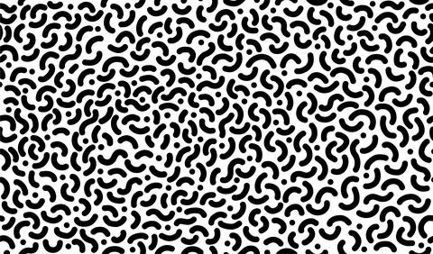 Memphis seamless pattern Hand drawn black curves and dots seamless irregular  Stock Illustration