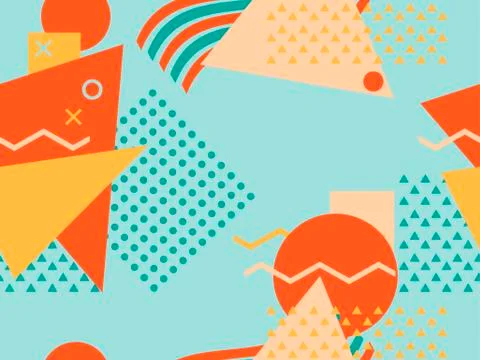 Memphis seamless pattern. Retro background with Geometric elements memphis in Illustrazione stock
