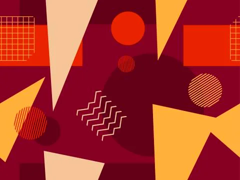 Memphis seamless pattern. Retro background, geometric shapes in the style of  Stock Illustration