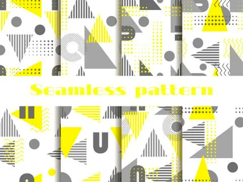 Memphis seamless pattern set. Geometric elements memphis in the style of 80's Stockillustratie