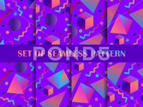 Memphis seamless pattern with geometric shapes Vector Image