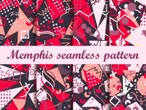 Memphis seamless pattern in the style of 80's. Vector illustration. Illustrazione stock