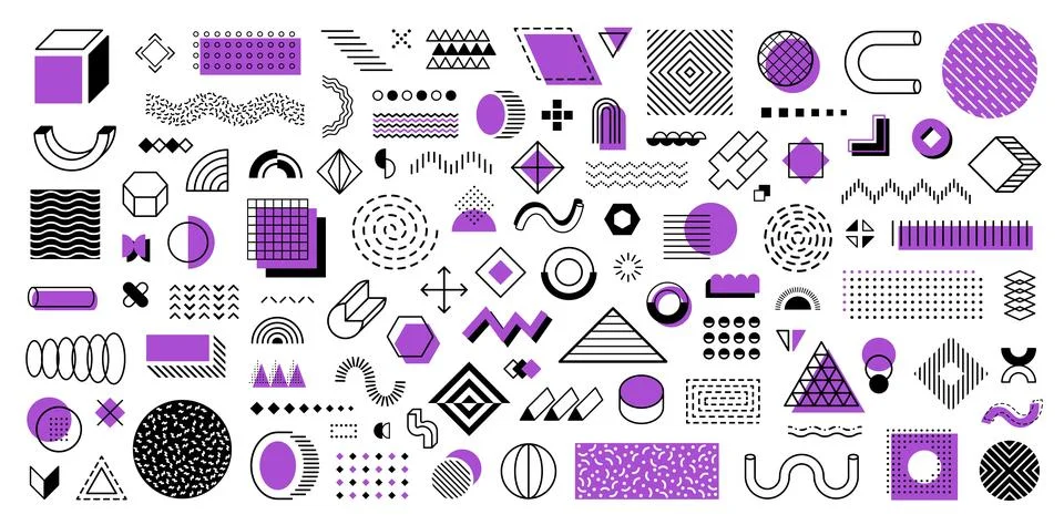 Memphis shapes and geometric elements collection Stock Illustration