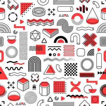Memphis shapes seamless pattern background Stock Illustration