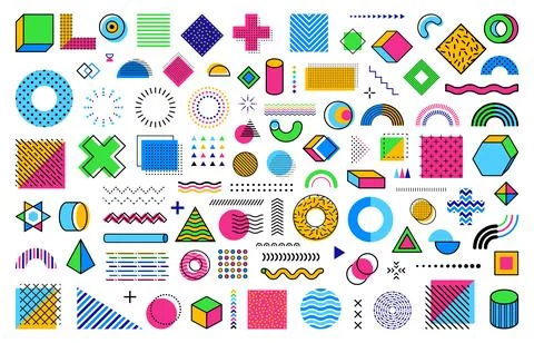 Memphis shapes set of geometric abstract figures 스톡 일러스트