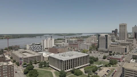 Memphis Skyline Aerial Pullback Shot Video stock 229906606