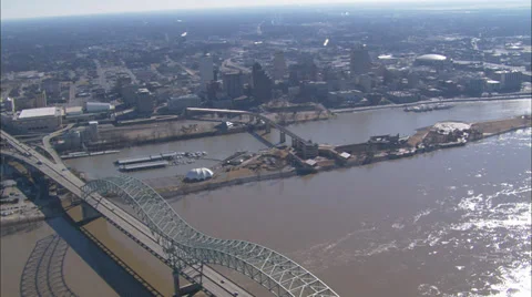 Memphis Skyline and River Stock Footage 39802531