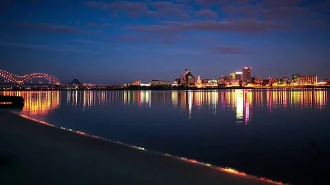 Memphis skyline night timelapse Vídeos de archivo 71014420
