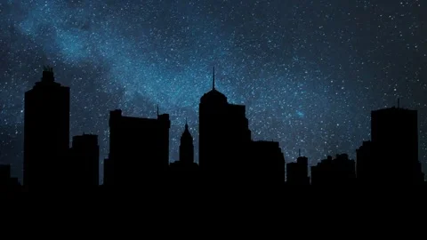 Memphis Skyline: Time Lapse by Night with Stars and Milky Way in Background, USA Stock Footage 249871626