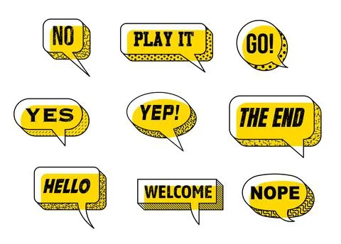 Memphis speech bubbles, text banners and balloons Stock Illustration