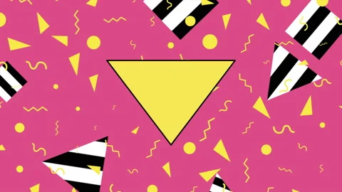 Memphis striped triangles and zigzag Vídeo Stock 169716369