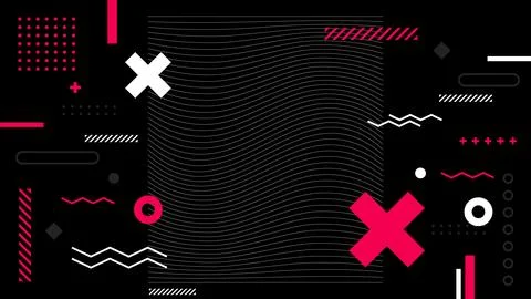 Memphis style abstract background with geometric shapes, pink and white cro.. 스톡 일러스트