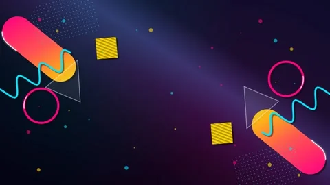 Memphis Style Abstract Retro Background With Neon Geometric Shapes Video stock 340780659
