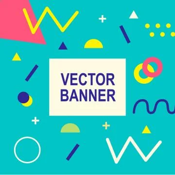 Memphis style banner template. 80-90s background Illustrazione stock