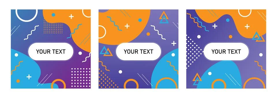 Memphis style cards Design Collection of Colorful templates with geometric sh Illustrazione stock