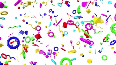 Memphis style color objects on white bg able to loop endless Stock Footage 310537513