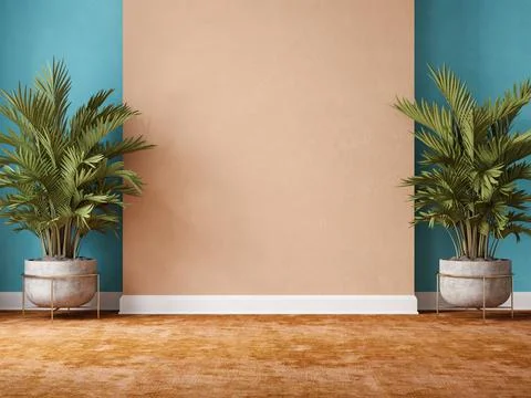 Memphis style conceptual interior empty room 3d illustration Stock Illustration