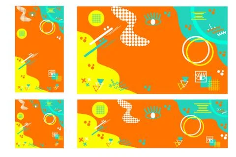 Memphis style design of different standard sizes template background set. Stock Illustration