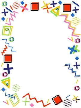 Memphis style frame with copyspace in the middle Illustrazione stock