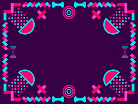 Memphis style frame. Geometric objects of the 80s. Design a template for invi Illustrazione stock