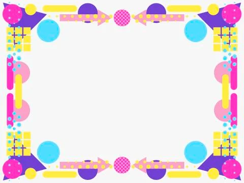 Memphis style frame. Geometric objects of the 80s. Design a template for invi 库存插图