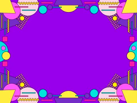 Memphis style frame. Geometric objects of the 80s. Design a template for invi 스톡 일러스트