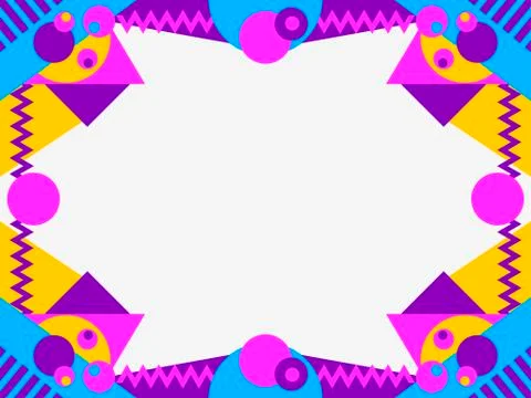Memphis style frame. Geometric objects of the 80s. Design a template for invi 스톡 일러스트