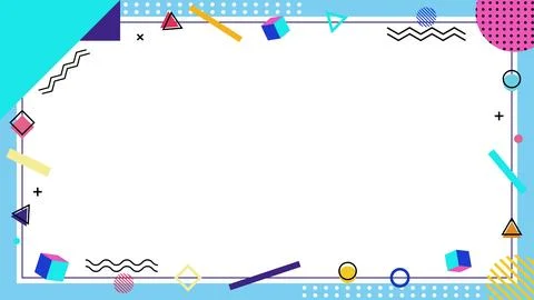 Memphis style geometric frame background with copy space vibrant 90s retro .. Illustrazione stock