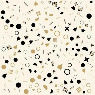 Memphis style geometric pattern with abstract shapes Stock Illustration