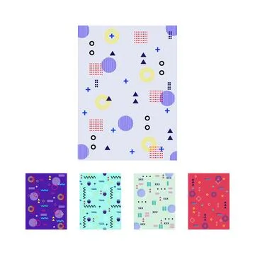 Memphis style geometric pattern creating vibrant background design Stock Illustration
