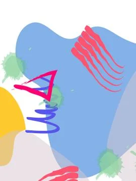 Memphis style geometric pattern, line elements and geometric figures. Illustrazione stock