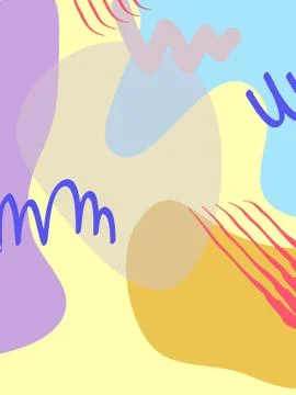 Memphis style geometric pattern, line elements and geometric figures. イラスト素材