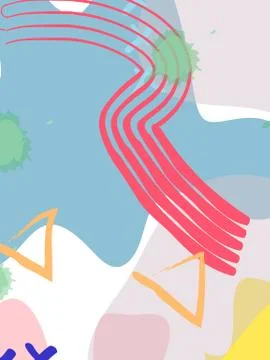 Memphis style geometric pattern, line elements and geometric figures. イラスト素材