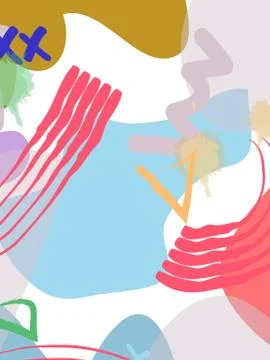 Memphis style geometric pattern, line elements and geometric figures. Stock Illustration
