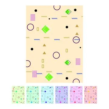 Memphis style pattern creating playful geometric background 스톡 일러스트