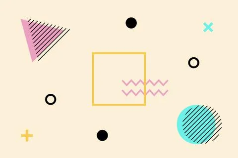 Memphis style pattern, geometric vector pattern, trendy vector background Stock Illustration