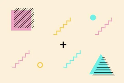 Memphis style pattern, geometric vector pattern, trendy vector background Stock Illustration