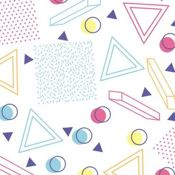 Memphis style pattern repeating geometric shape pastel color Stock Illustration