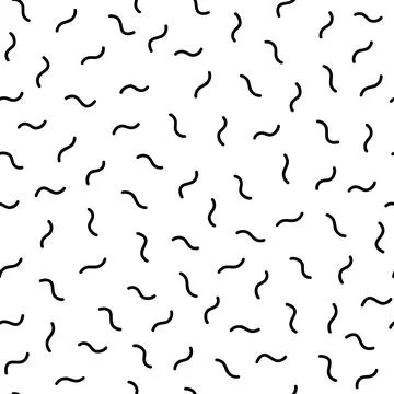 Memphis style pattern vector with small wavy dashes. Simple geometric seamles Illustrazione stock