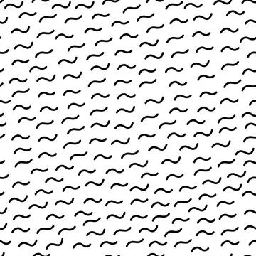 Memphis style pattern vector with small wavy dashes. Simple geometric seamles Illustrazione stock