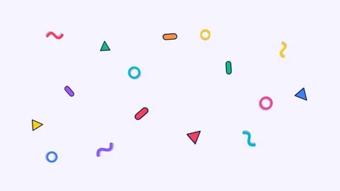 Memphis-Style Pop Shapes Background with bouncing squiggles, dots and 4K Loop Видео 346126298