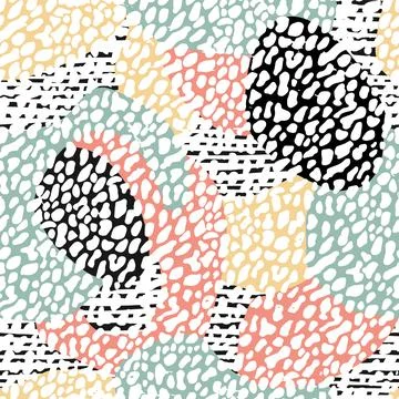 Memphis style seamless pattern. Hand drawn elements in the retro style. Vecto Illustrazione stock