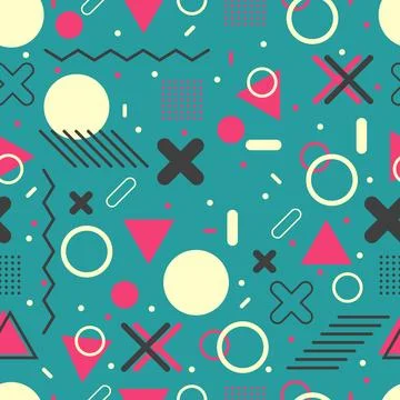 Memphis style, seamless pattern Stock Illustration