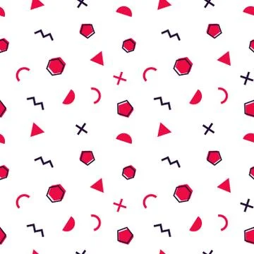 Memphis style seamless pattern. Vector. Colorful geometric shapes background  Stock Illustration