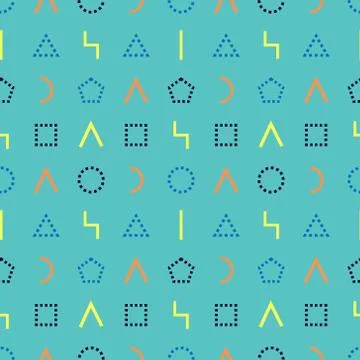 Memphis style seamless pattern. Wrapping paper texture. Geometric dashed and  Stock Illustration