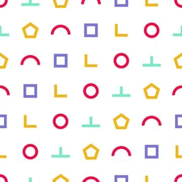 Memphis style seamless pattern. Wrapping paper texture. Colorful geometric ba Stock Illustration