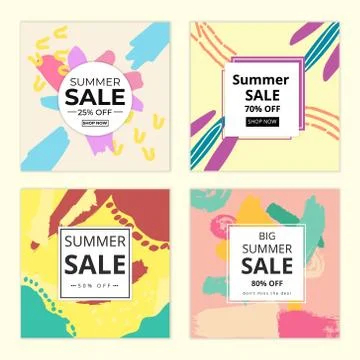 Memphis Summer Square Background. Memphis Style Banner Collection Illustrazione stock