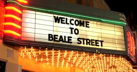 Memphis Tennessee Beale Street theater marquee Entertainment District welcome Stock Footage 268879966