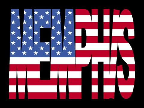 Memphis text with american flag Stock Illustration